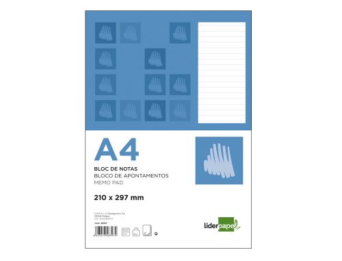 Bloco de apontamentos liderpapel din a4 80 f pautado , Liderpapel , 48397 , 8423473483972